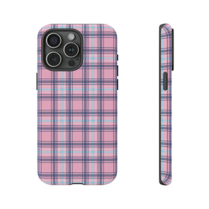 Plaid Perfection Phone Case - Pink and Navy - Design 2