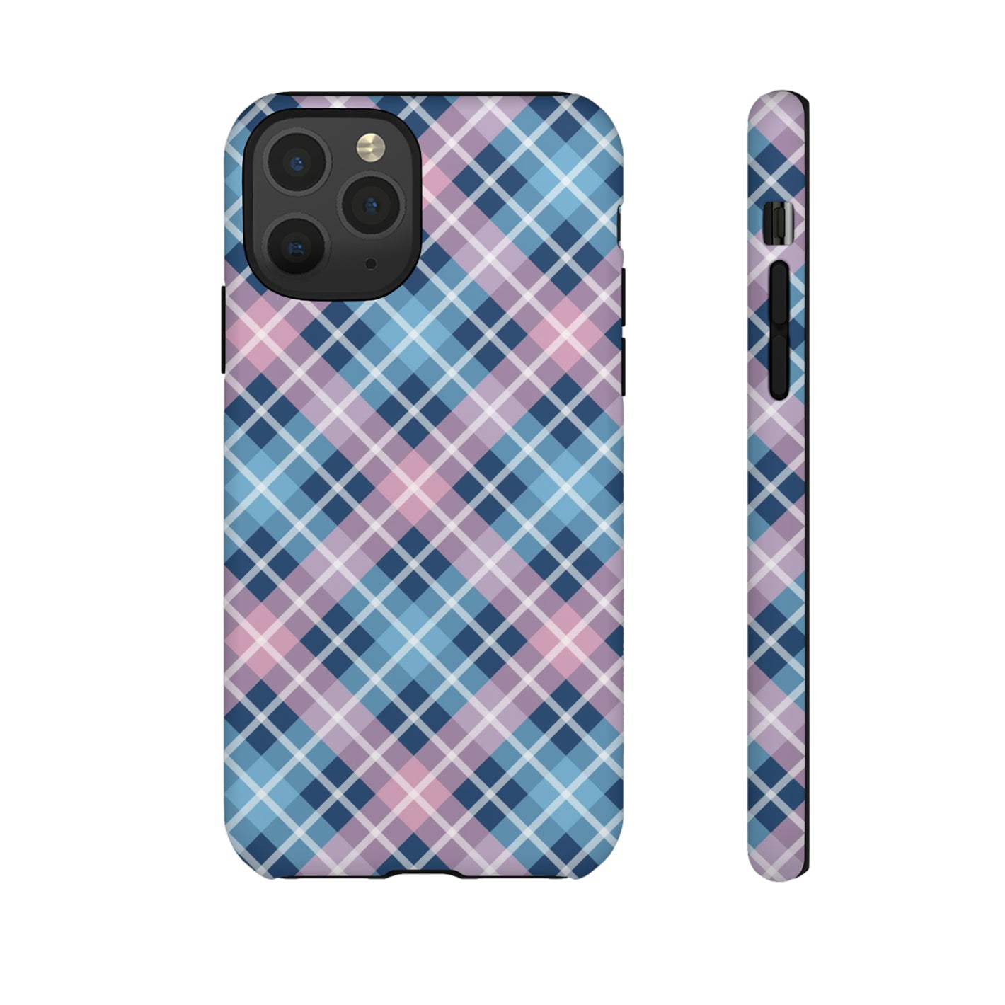 Plaid Perfection Phone Case - Navy and Pink - Design A