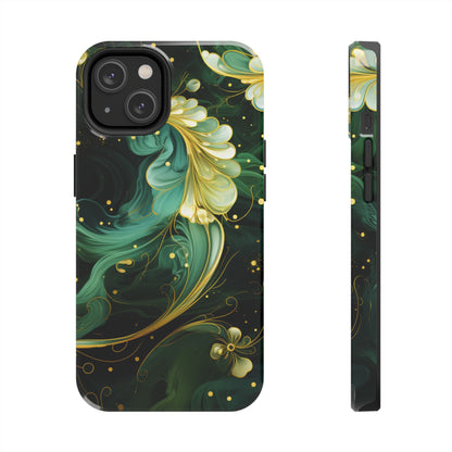 Green and Gold Paisley Tough Phone Cases