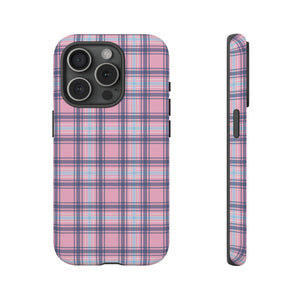 Plaid Perfection Phone Case - Pink and Navy - Design 2