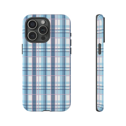 Plaid Perfection Phone Case - Navy and Pink - Design 1